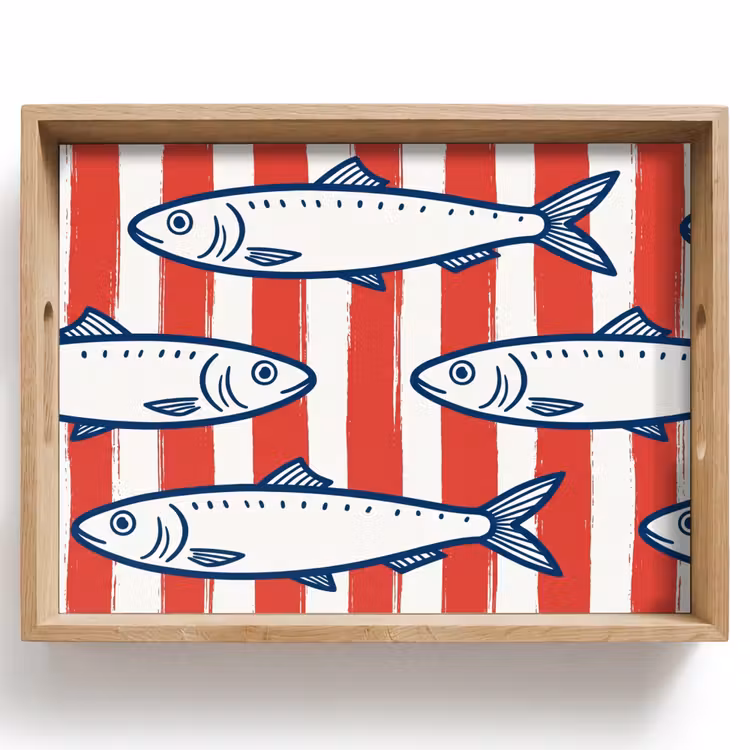 Dienblad - Vis - Patroon - Strepen - Illustratie - Rood — 1