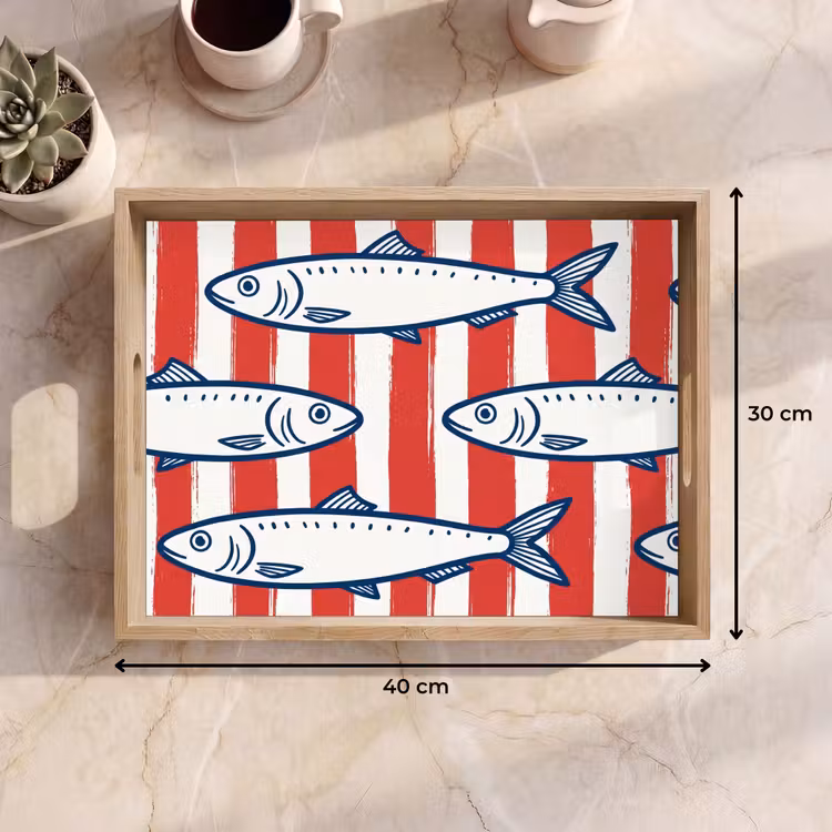 Dienblad - Vis - Patroon - Strepen - Illustratie - Rood — 7