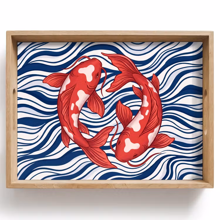 Dienblad - Vis - Water - Natuur - Illustratie - Rood — 1