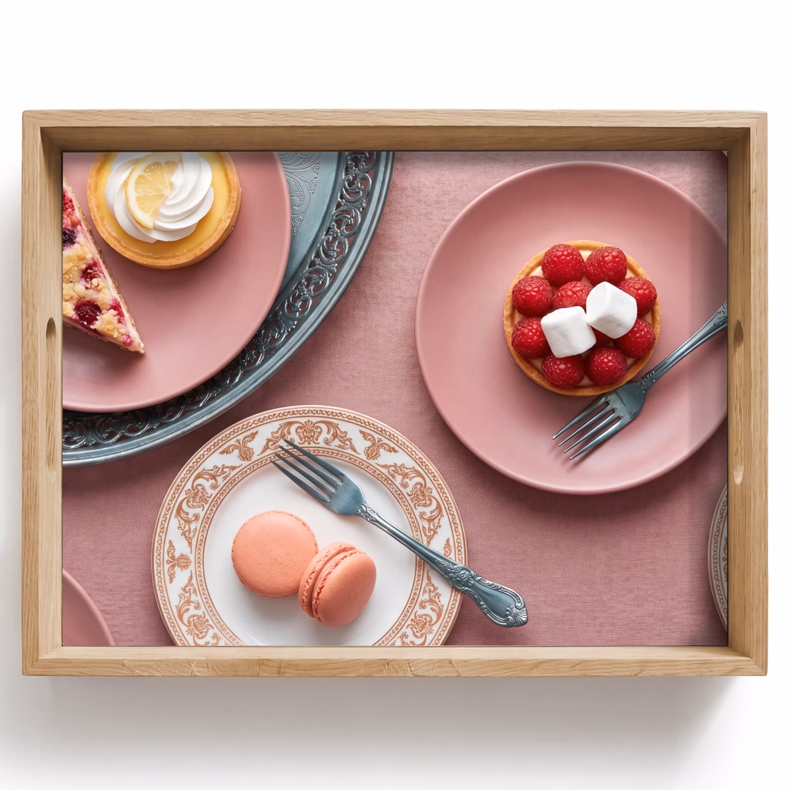 Dienblad - Dessert - Taart - Gebak - Zoet - Roze — 1