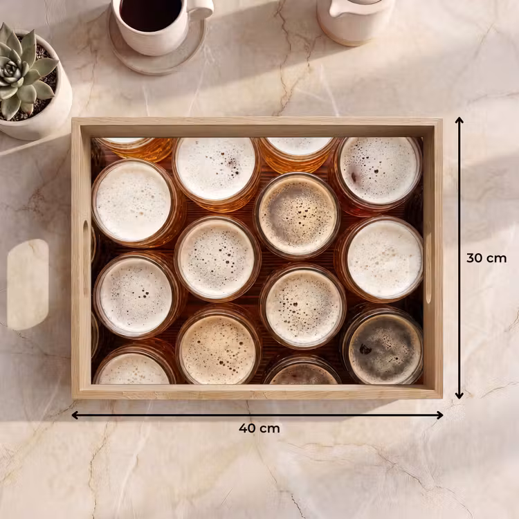 Dienblad - Eten - Glazen - Drank - Patroon - Bruin — 7