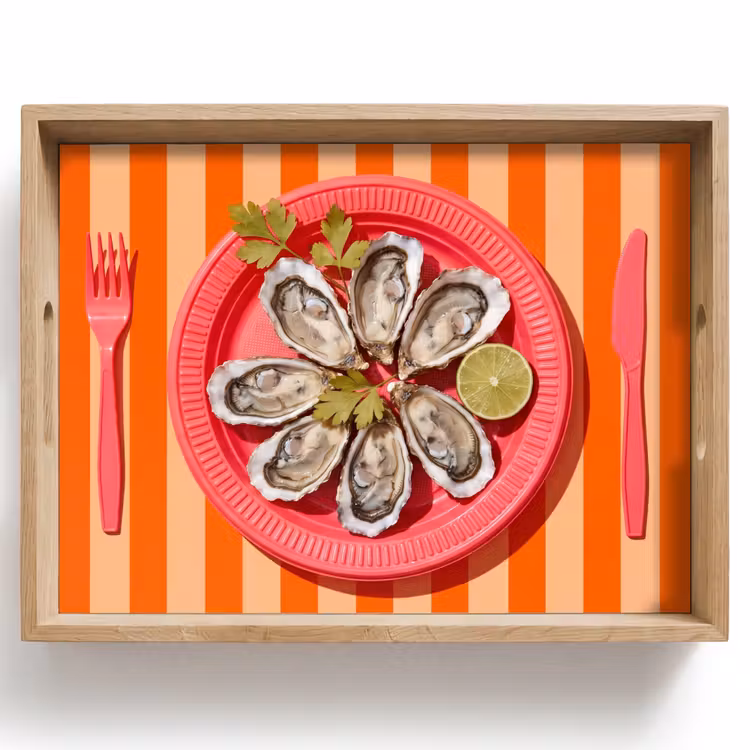 Dienblad - Eten - Oester - Zeevruchten - Oranje - Modern — 1