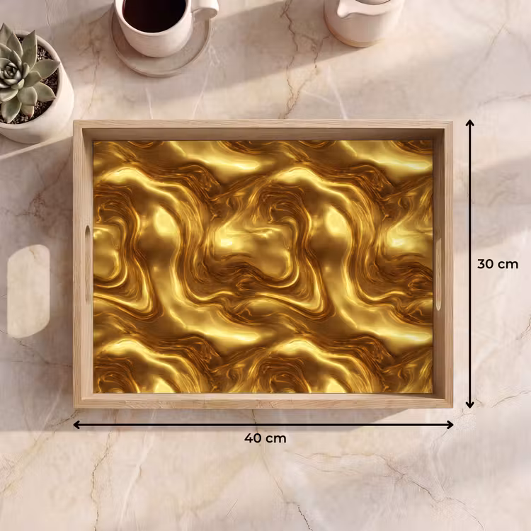 Dienblad - Textuur - Vloeibaar - Organisch - Goud — 7