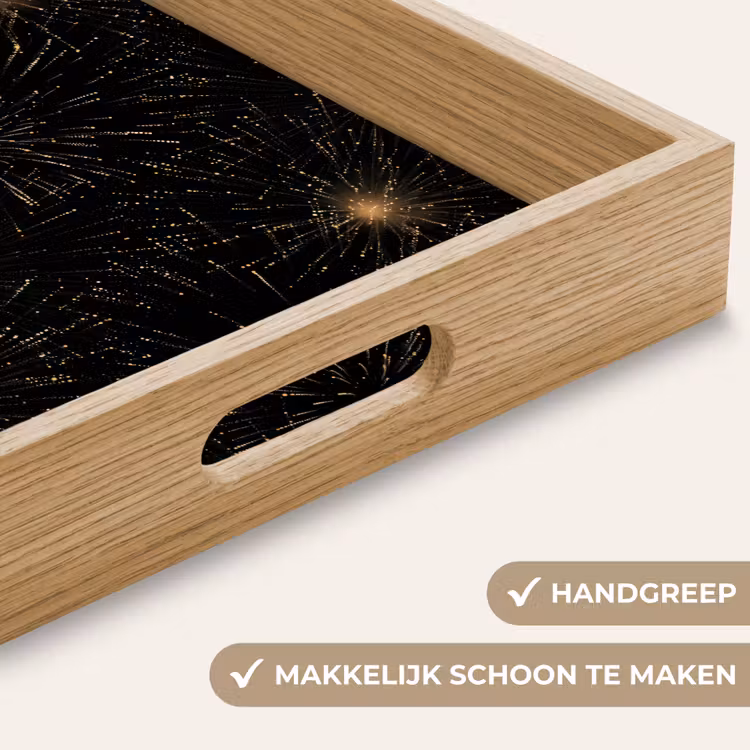 Dienblad - Vuurwerk - Patroon - Feestelijk - Goud - Zwart — 8