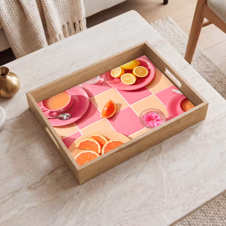 Dienblad - Eten - Citrusvruchten - Stillevens - Roze - Oranje — 2