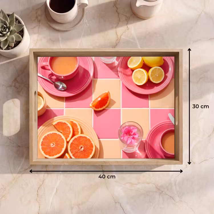 Dienblad - Eten - Citrusvruchten - Stillevens - Roze - Oranje — 7