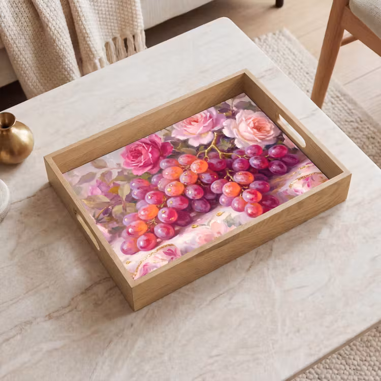 Dienblad - Eten - Bloemen - Stilleven - Roze - Goud — 2