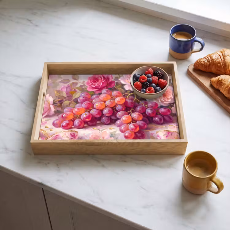 Dienblad - Eten - Bloemen - Stilleven - Roze - Goud — 3