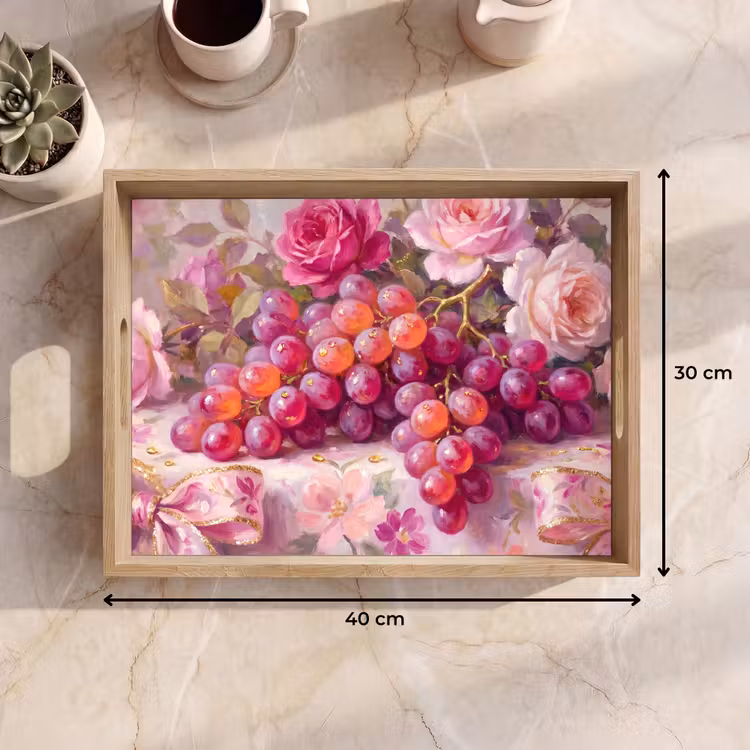 Dienblad - Eten - Bloemen - Stilleven - Roze - Goud — 7