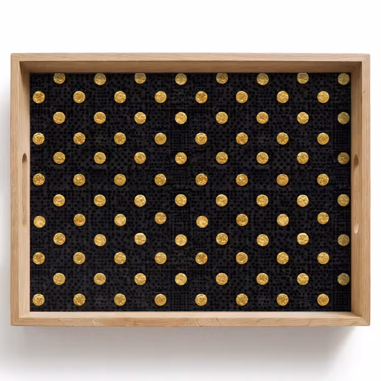 Dienblad - Polka Dot - Stippen - Goud - Zwart — 1