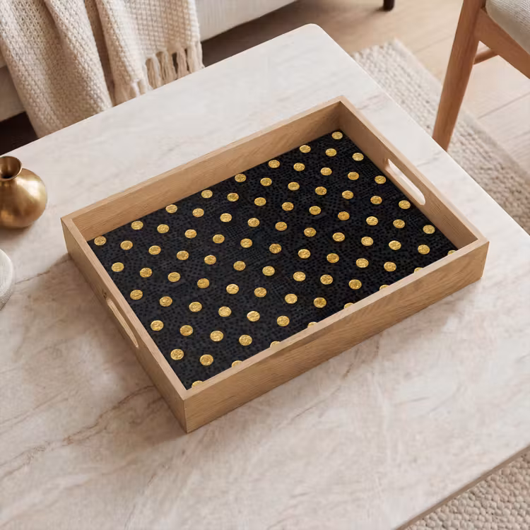 Dienblad - Polka Dot - Stippen - Goud - Zwart — 2