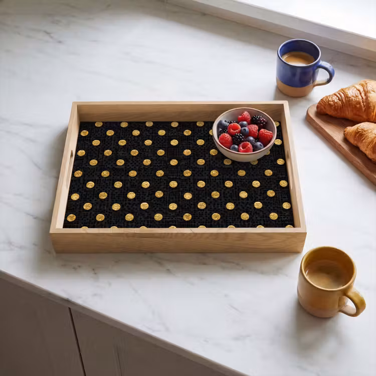 Dienblad - Polka Dot - Stippen - Goud - Zwart — 3