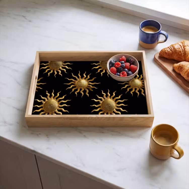 Dienblad - Zon - Patroon - Luxe - Goud - Zwart — 3