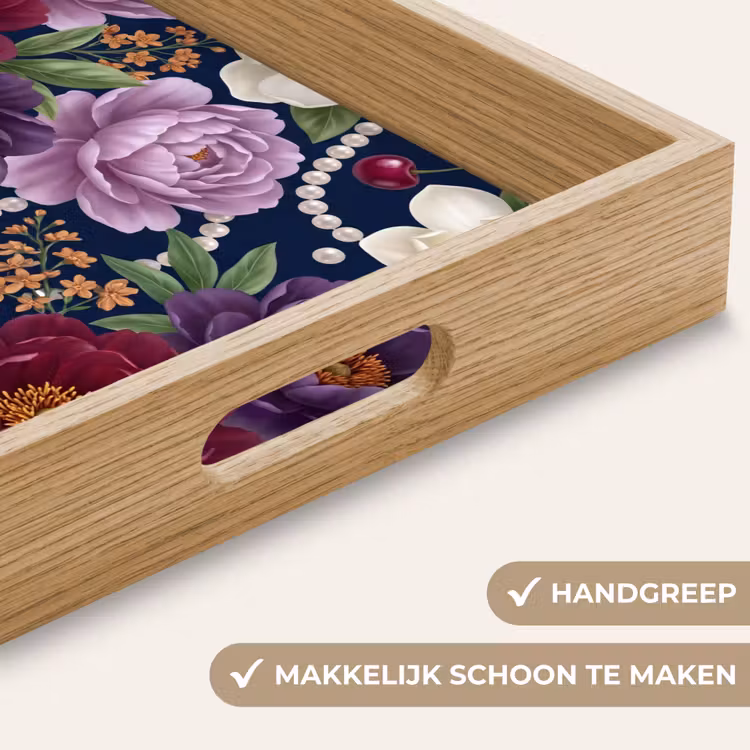 Dienblad - Bloemen - Parels - Decoratie - Modern - Blauw — 8