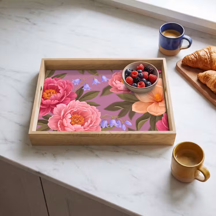 Dienblad - Bloemen - Patroon - Illustratie - Roze — 3