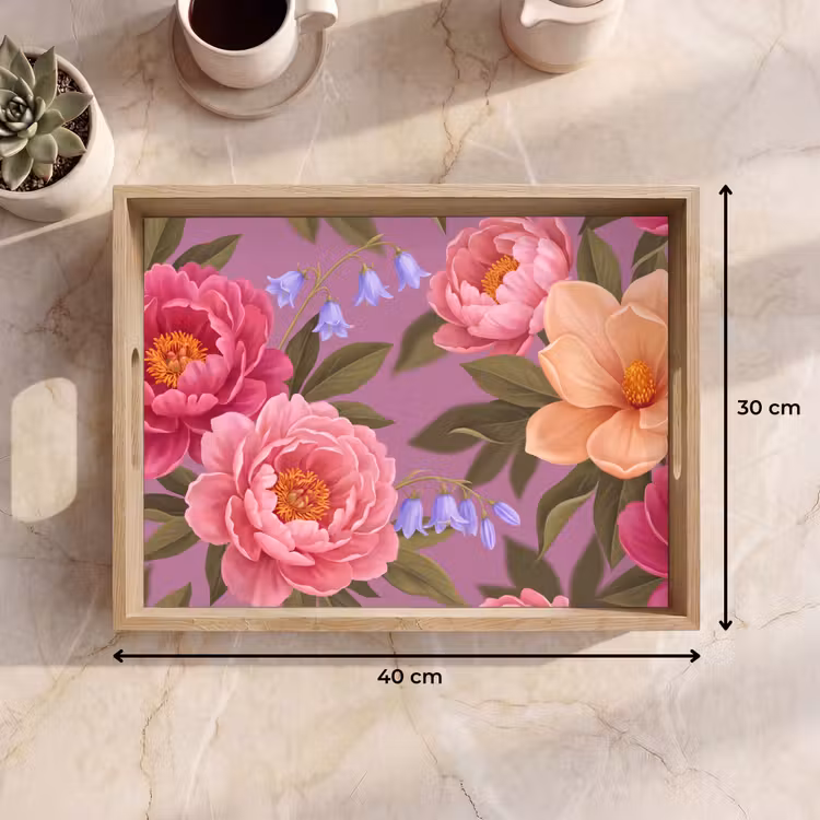 Dienblad - Bloemen - Patroon - Illustratie - Roze — 7