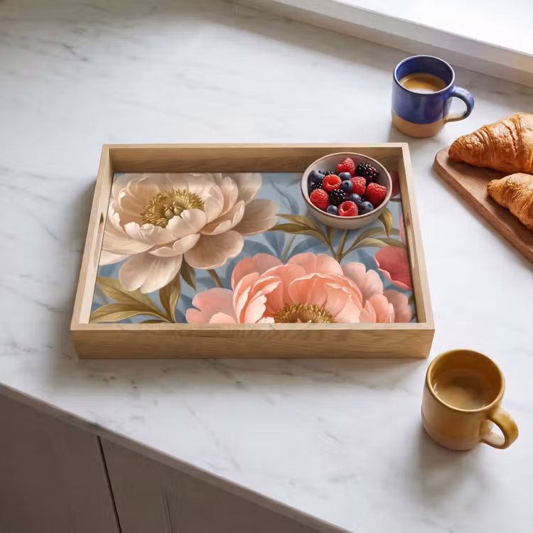 Dienblad - Bloemen - Roze - Beige - Modern - Natuur — 3