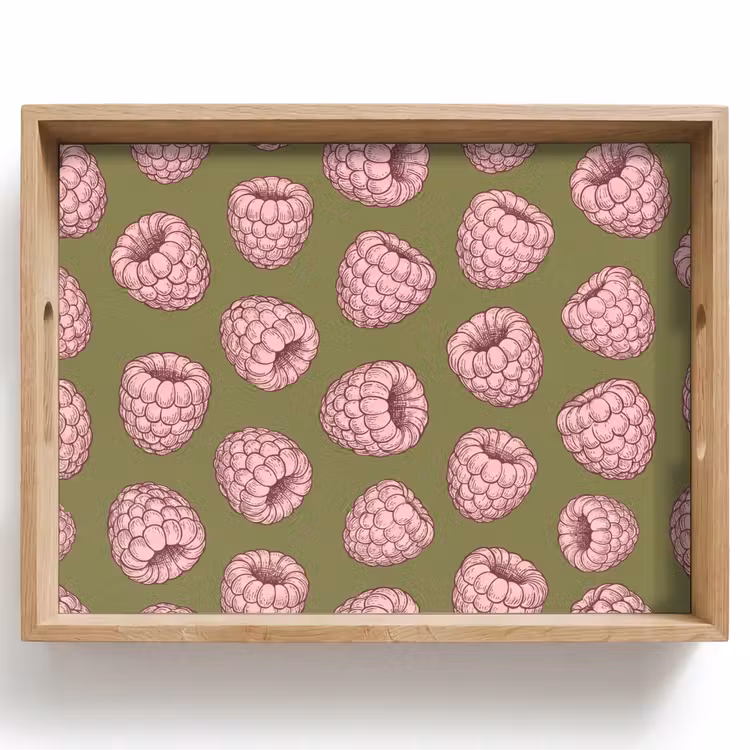 Dienblad - Eten - Patroon - Illustratie - Roze - Groen — 1