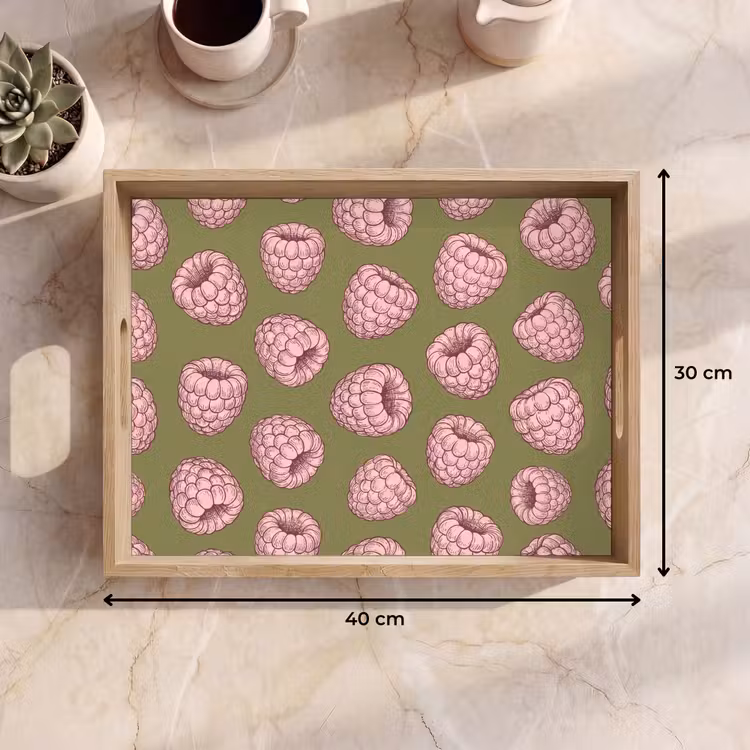 Dienblad - Eten - Patroon - Illustratie - Roze - Groen — 7