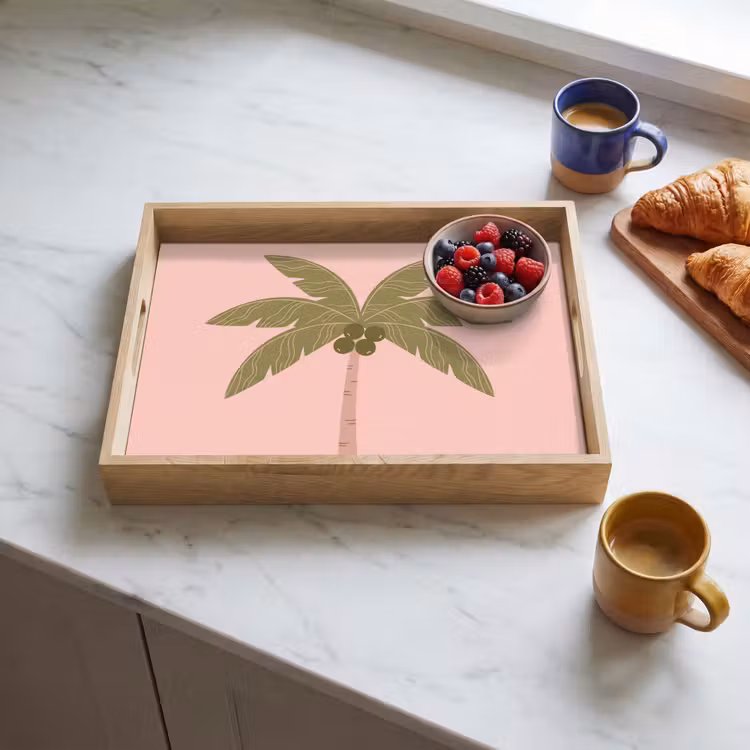 Dienblad - Boom - Palm - Natuur - Illustratie - Roze — 3