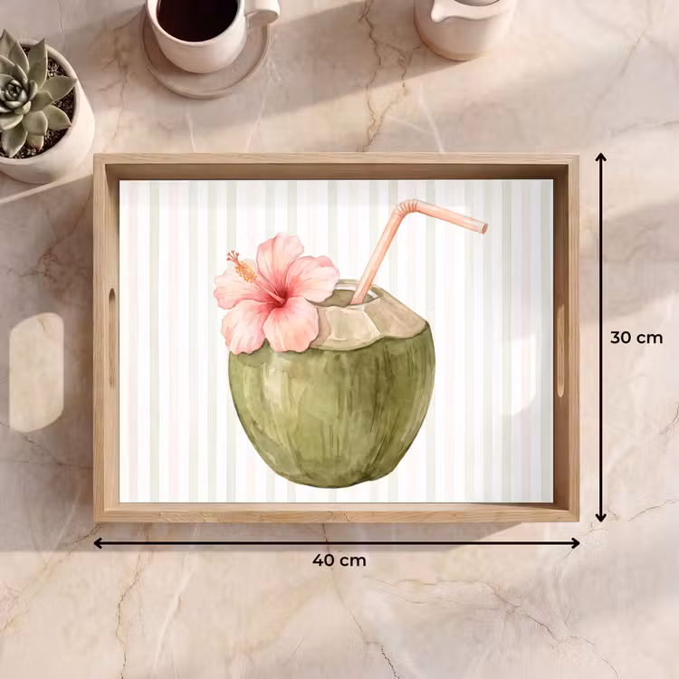 Dienblad - Kokosnoot - Drank - Tropisch - Illustratie - Zomer — 7