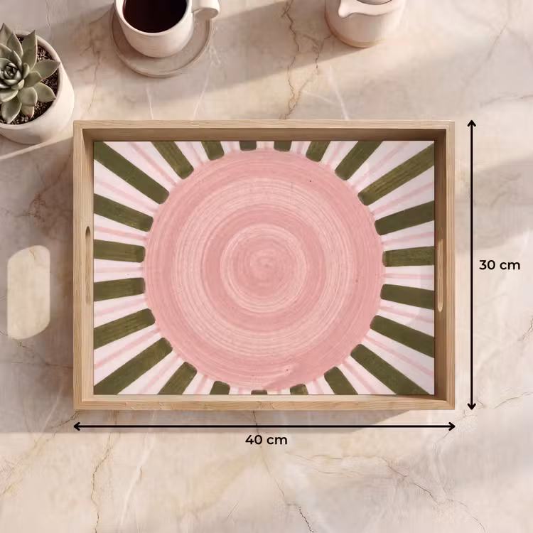 Dienblad - Patroon - Cirkel - Stralen - Abstract - Roze — 7