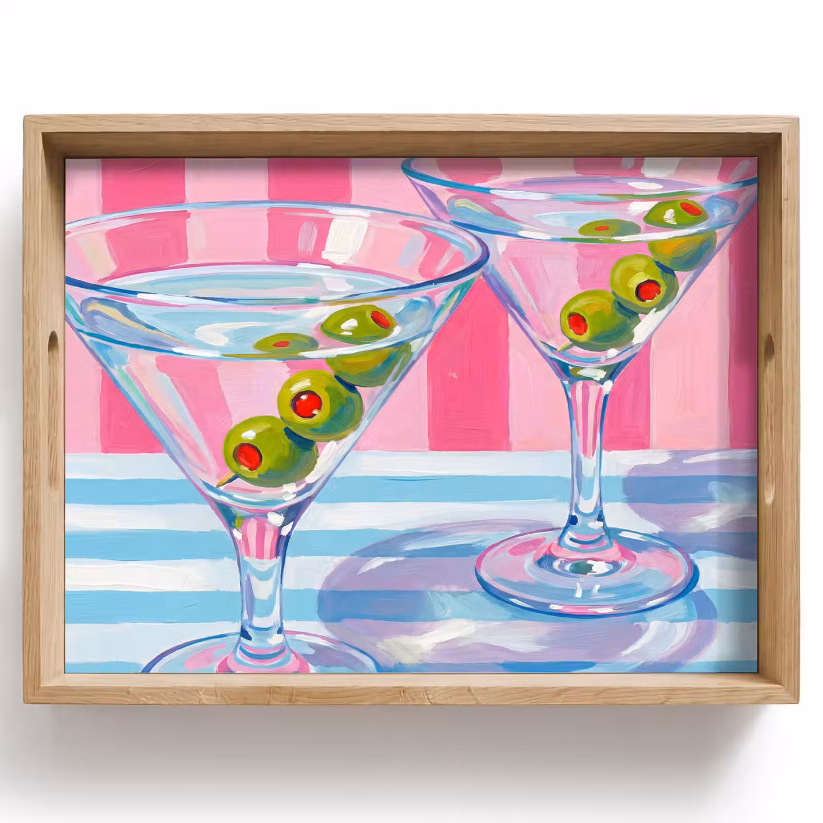 Dienblad - Cocktail - Olijven - Kunst - Modern - Roze — 1