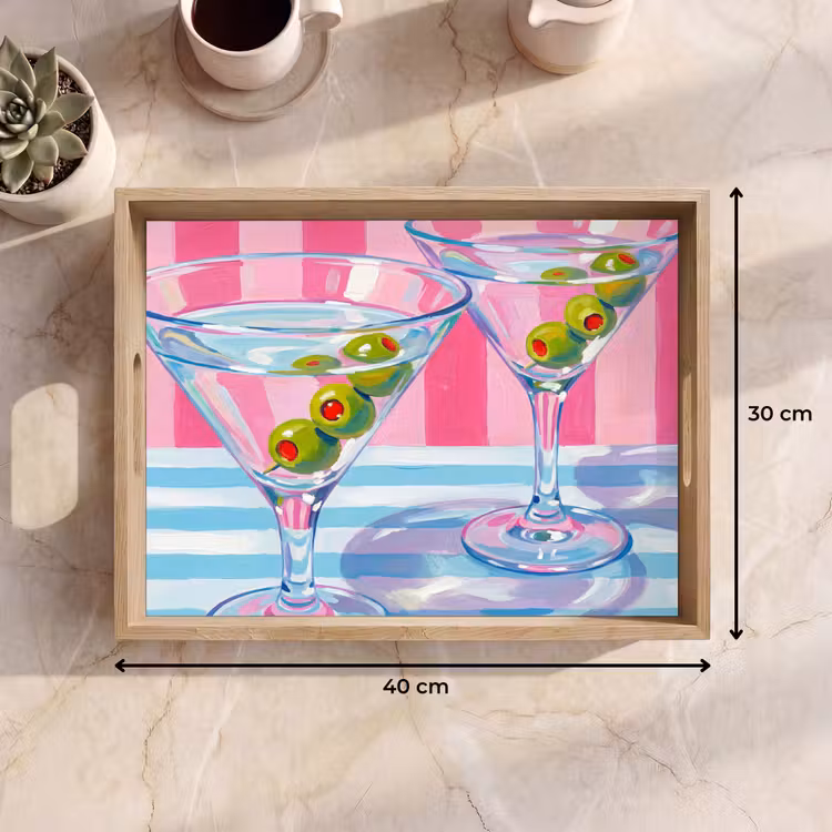 Dienblad - Cocktail - Olijven - Kunst - Modern - Roze — 7