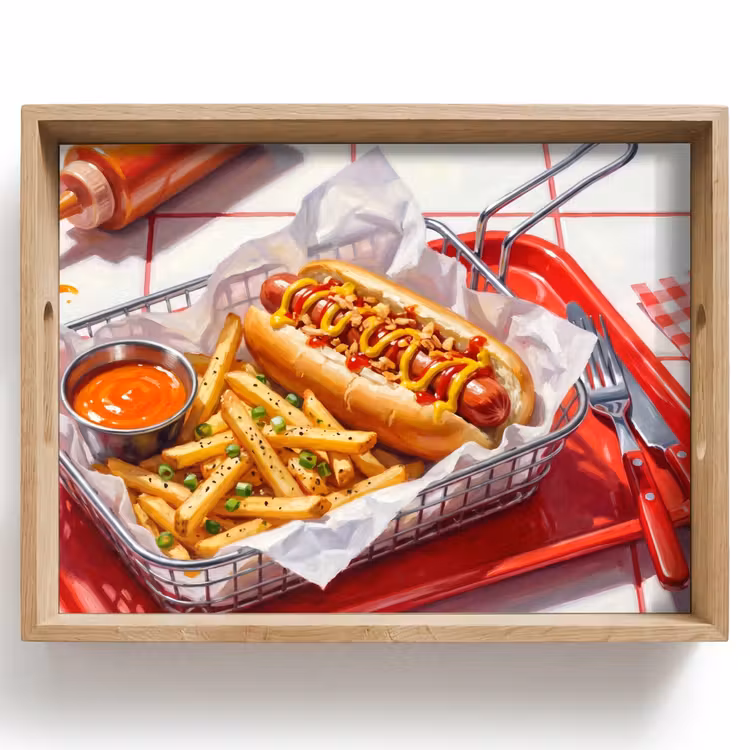 Dienblad - Eten - Hotdog - Fastfood - Modern - Rood — 1