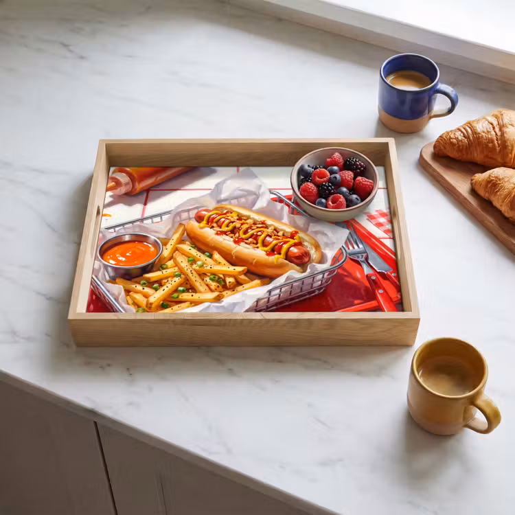 Dienblad - Eten - Hotdog - Fastfood - Modern - Rood — 3