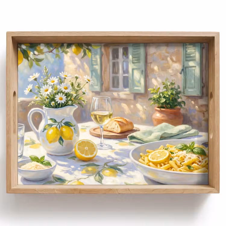 Dienblad - Eten - Terras - Zomer - Geschilderd - Geel — 1