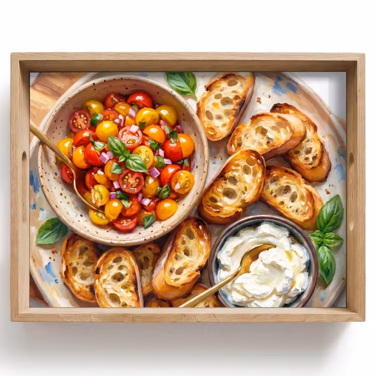 Dienblad - Eten - Tomaat - Brood - Kleurrijk - Keuken — 1