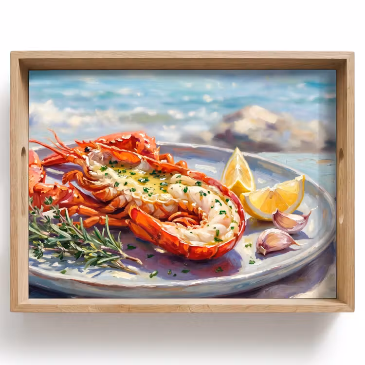 Dienblad - Eten - Zee - Kust - Modern - Blauw — 1