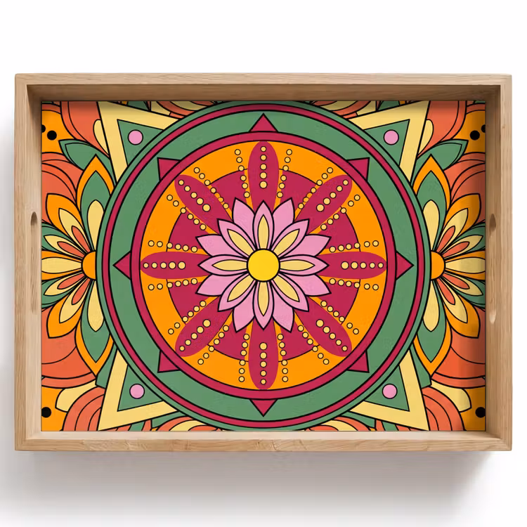 Dienblad - Mandala - Bloemen - Abstract - Kleurrijk — 1