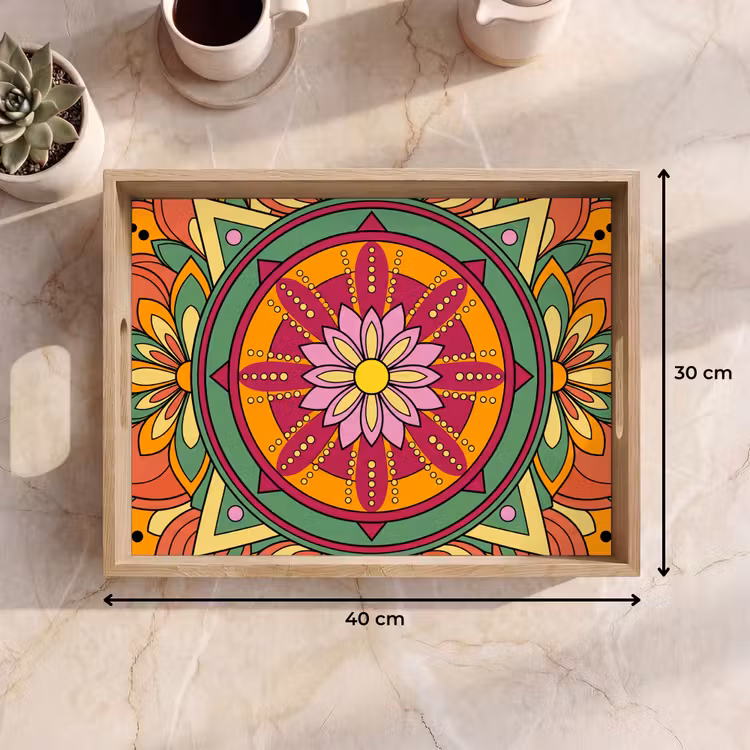 Dienblad - Mandala - Bloemen - Abstract - Kleurrijk — 7