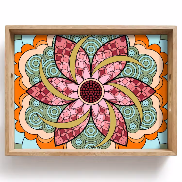 Dienblad - Mandala - Geometrisch - Kunst - Decoratief - Kleurrijk — 1