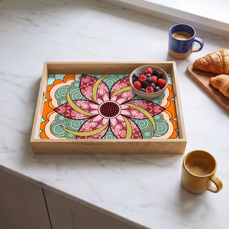 Dienblad - Mandala - Geometrisch - Kunst - Decoratief - Kleurrijk — 3