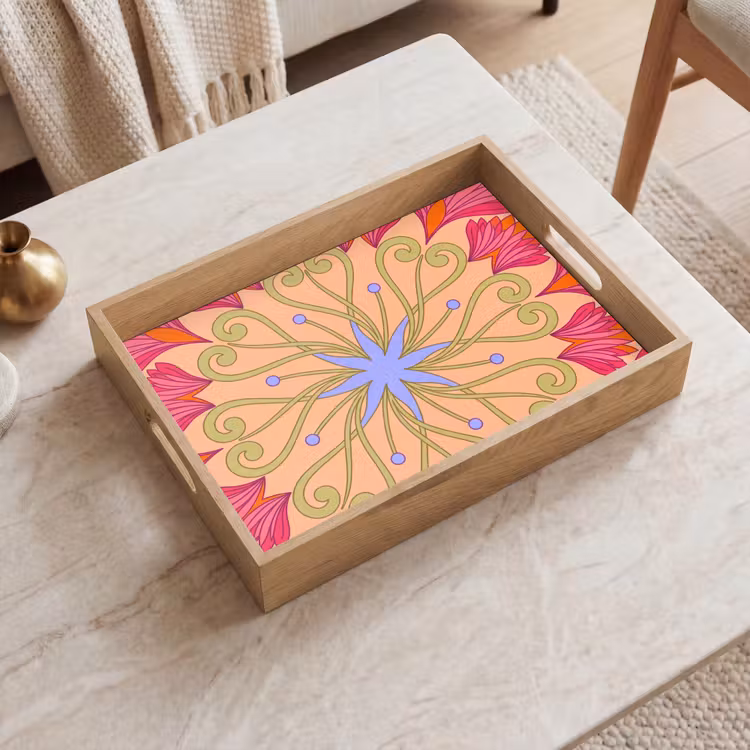 Dienblad - Bloemen - Patroon - Abstract - Roze - Decoratief — 2