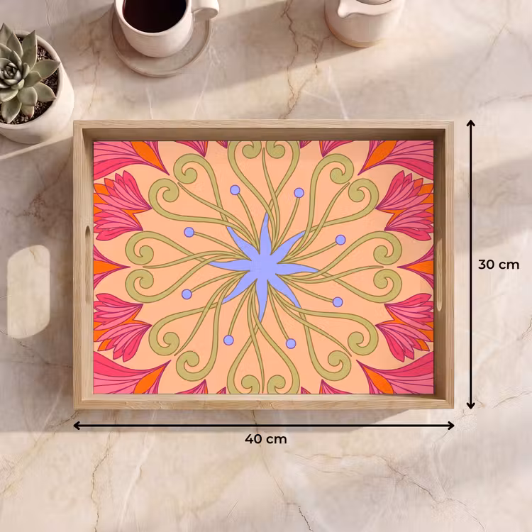 Dienblad - Bloemen - Patroon - Abstract - Roze - Decoratief — 7
