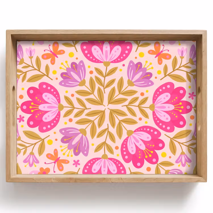 Dienblad - Bloemen - Patroon - Natuur - Abstract - Roze — 1
