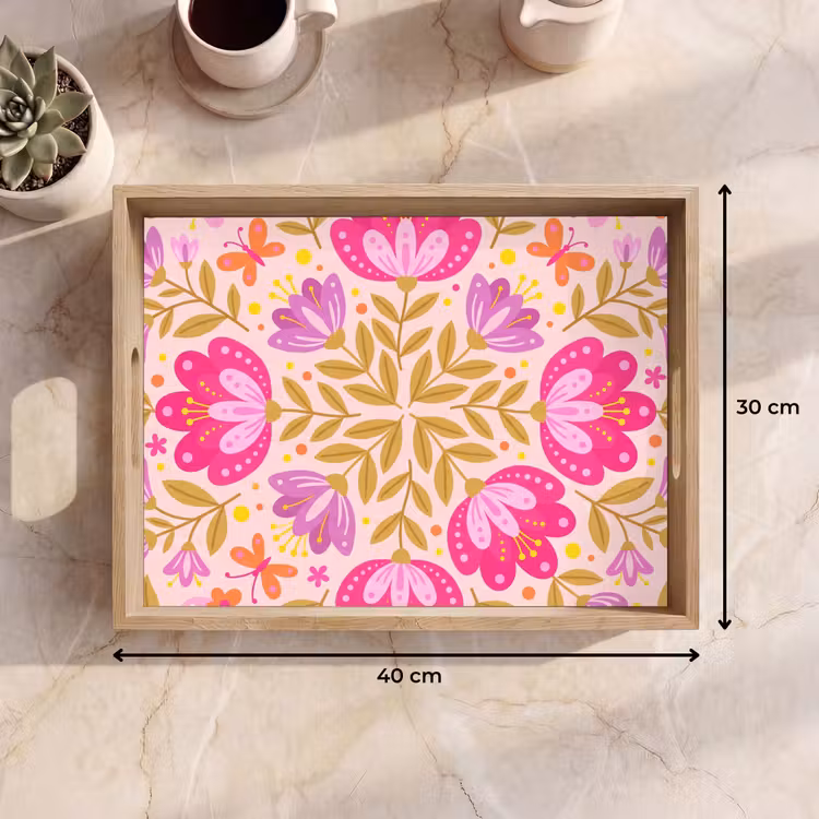 Dienblad - Bloemen - Patroon - Natuur - Abstract - Roze — 7