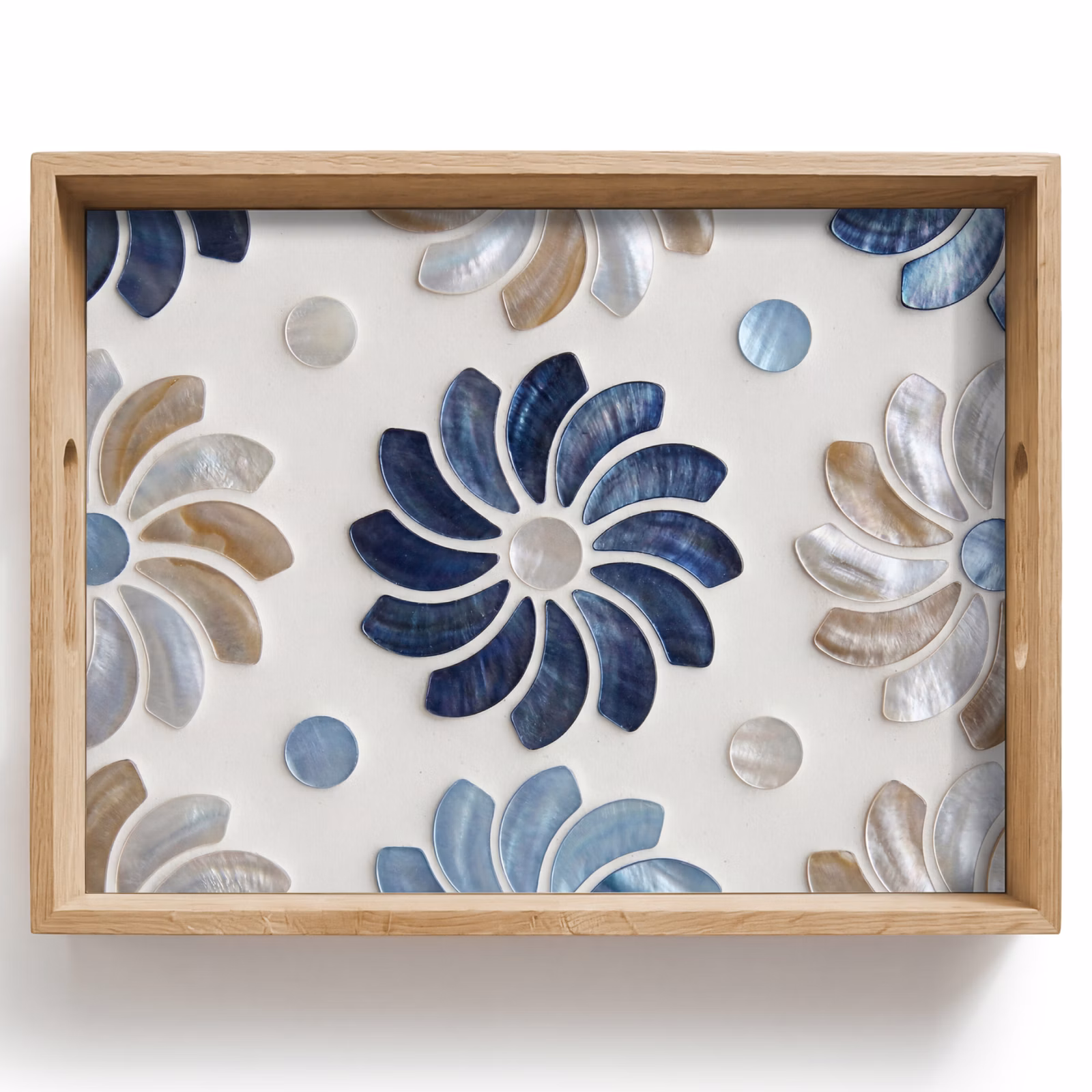 Dienblad - Bloemen - Parelmoer - Abstract - Patroon - Blauw — 1