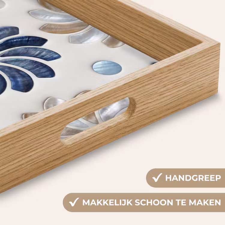 Dienblad - Bloemen - Parelmoer - Abstract - Patroon - Blauw — 8