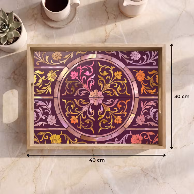Dienblad - Patroon - Floraal - Oosters - Paars - Goud — 7