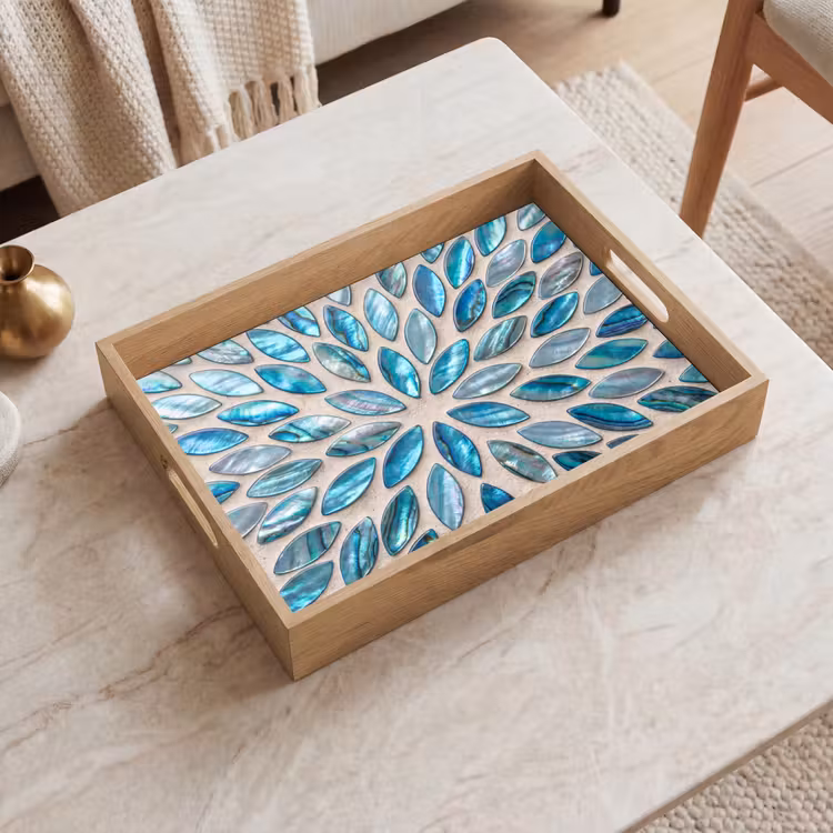 Dienblad - Patroon - Glans - Abstract - Blauw - Decoratie — 2
