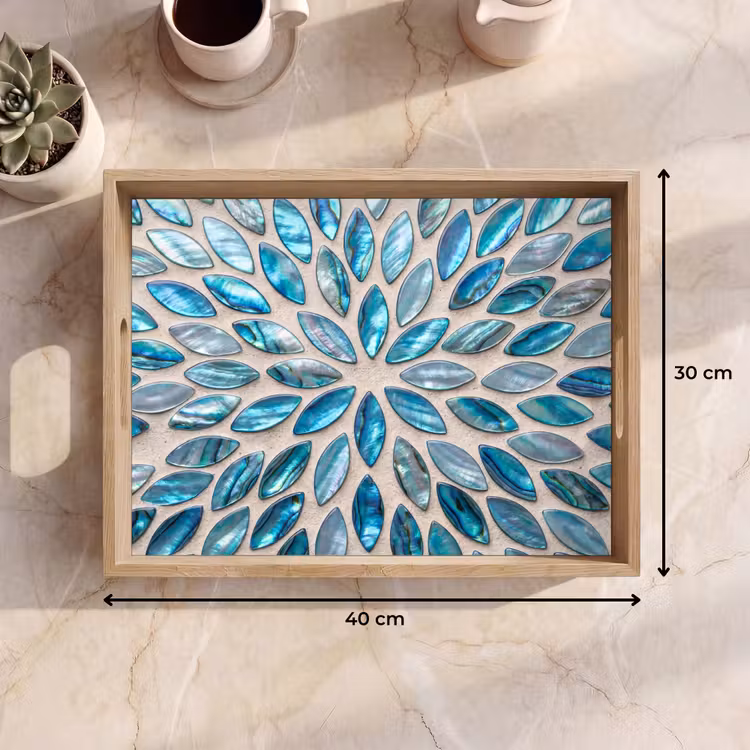 Dienblad - Patroon - Glans - Abstract - Blauw - Decoratie — 7