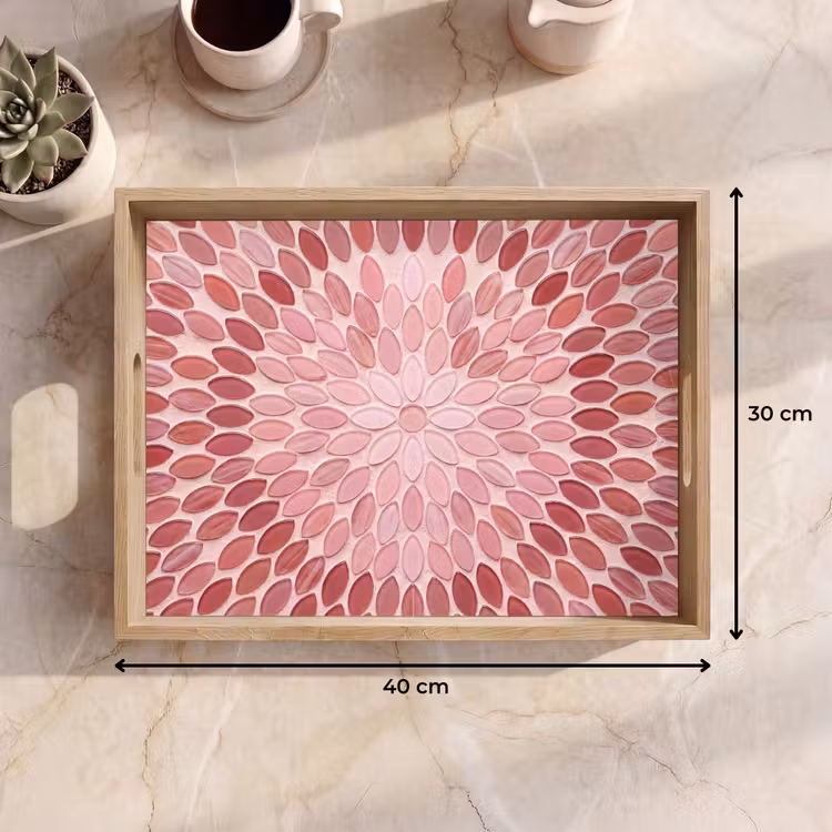 Dienblad - Patroon - Mozaïek - Ovaal - Abstract - Roze — 7