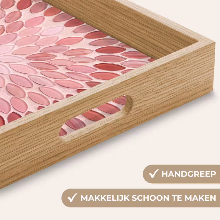 Dienblad - Patroon - Mozaïek - Ovaal - Abstract - Roze — 8