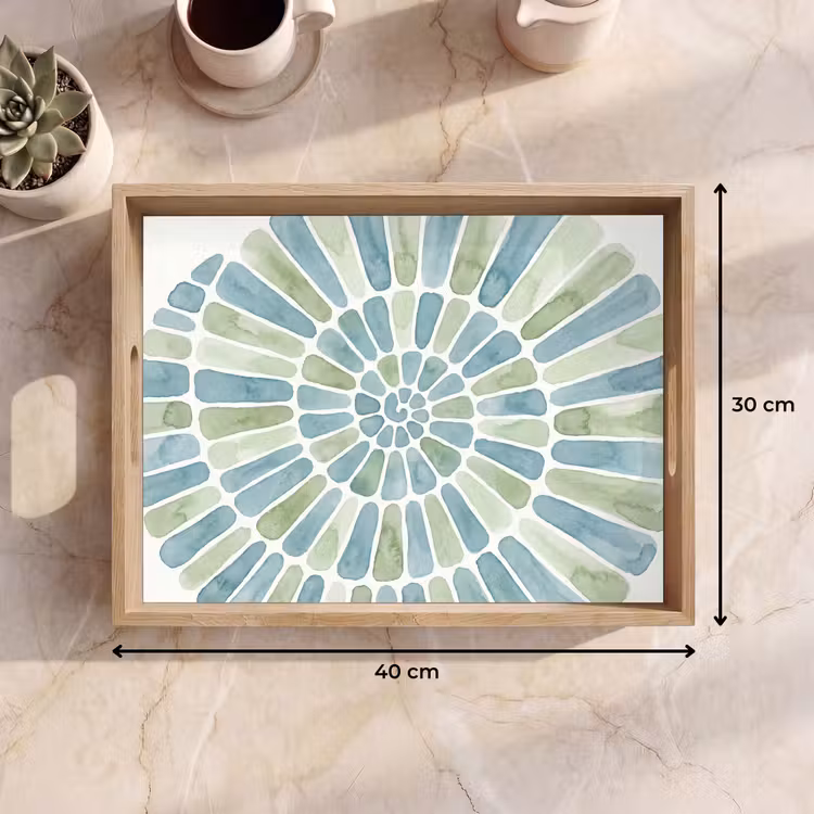 Dienblad - Abstract - Spiraal - Patroon - Modern - Blauw-Groen — 7