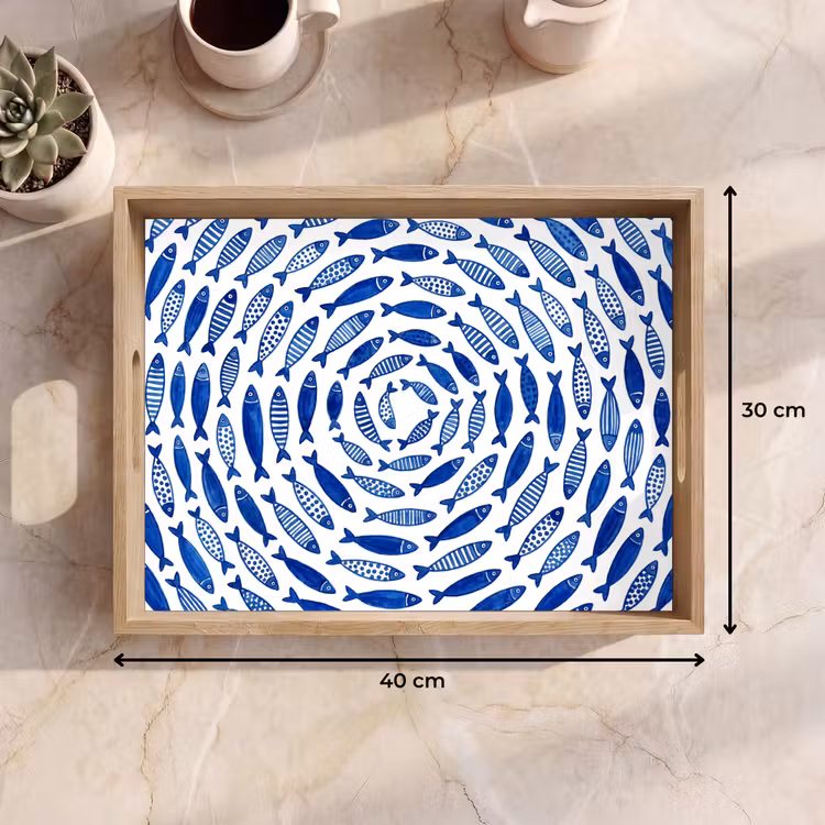Dienblad - Vis - Patroon - Onderwater - Abstract - Blauw — 7